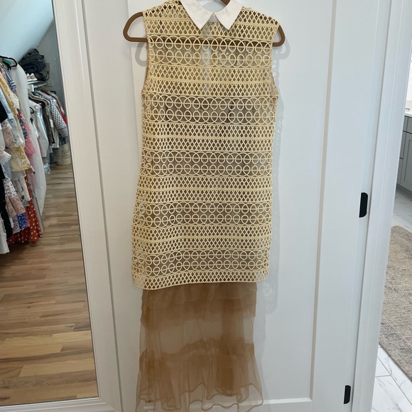 Self-Portrait Layered Shift Dress in Nude - Picture 3 of 5